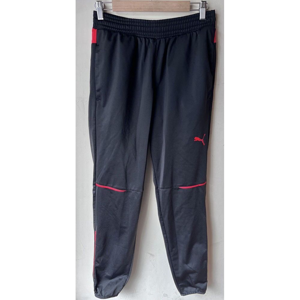 Puma Men's Jogging Pant Size M Pipeline Black Training Track‎ Athletic Mesh Zips